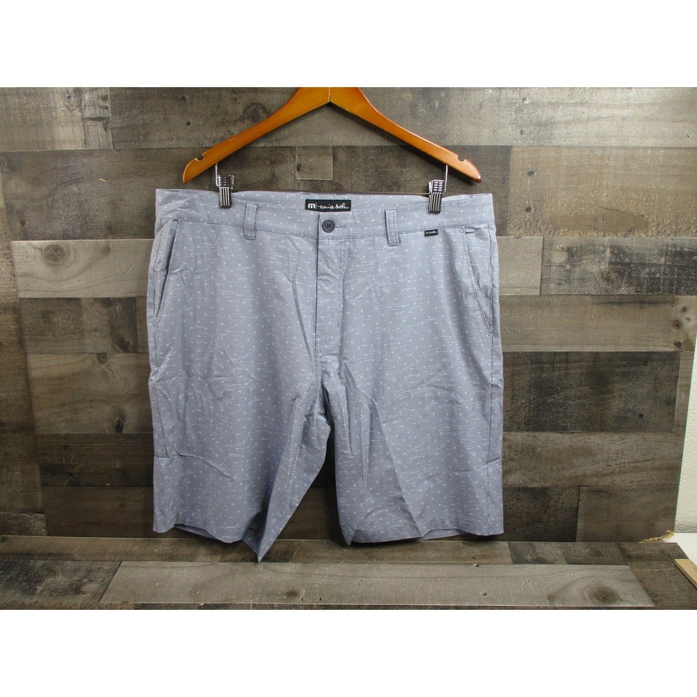 TravisMathew Shorts Mens 40 Gray Golf Chino Flat Front Stretch Microprint Casual